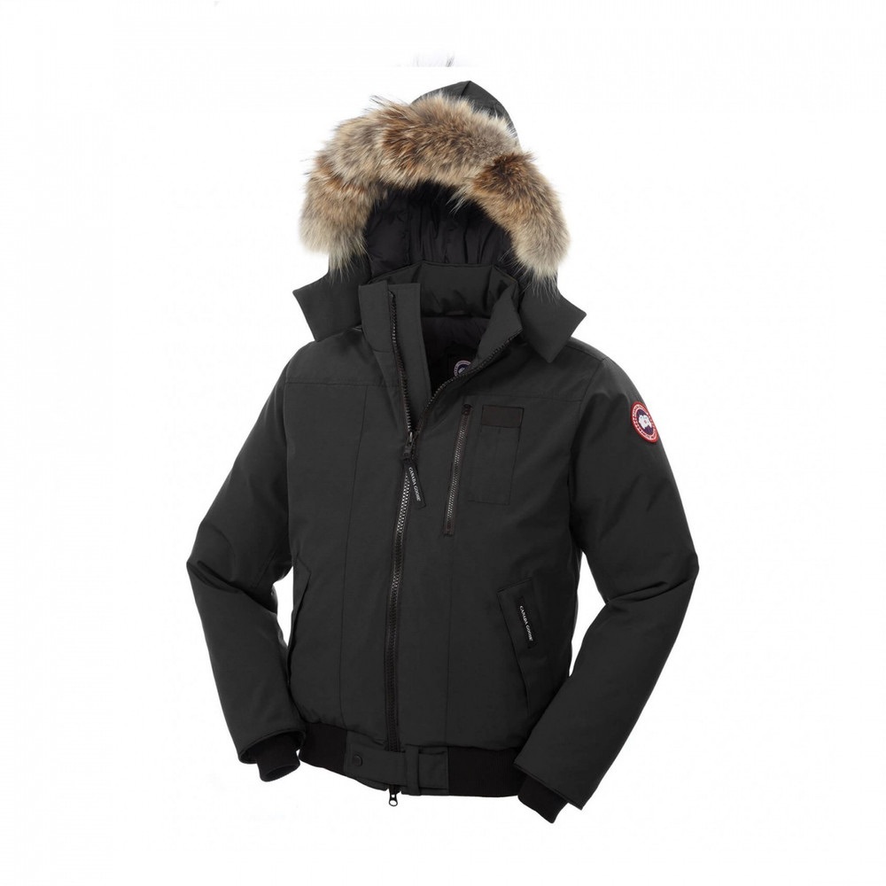 Canada Goose Black Bomber Jacket with Fur Hood